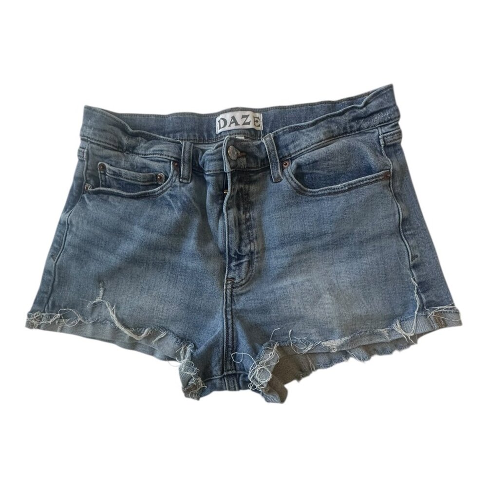 DAZE Denim Demi Cutoff Shorts Distressed High Rise Medium Wash Size 31